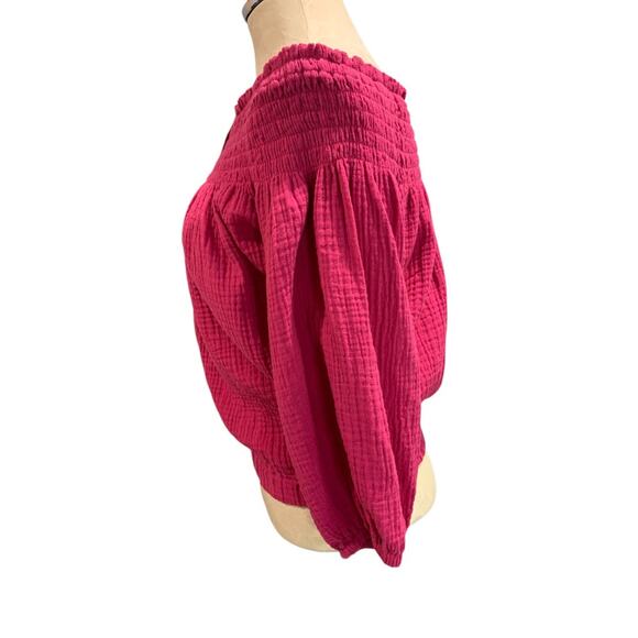 XS Roan + Ryan Fuchsia Womens Off Shoulder Banded Shirt Blouse - Picture 5 of 10